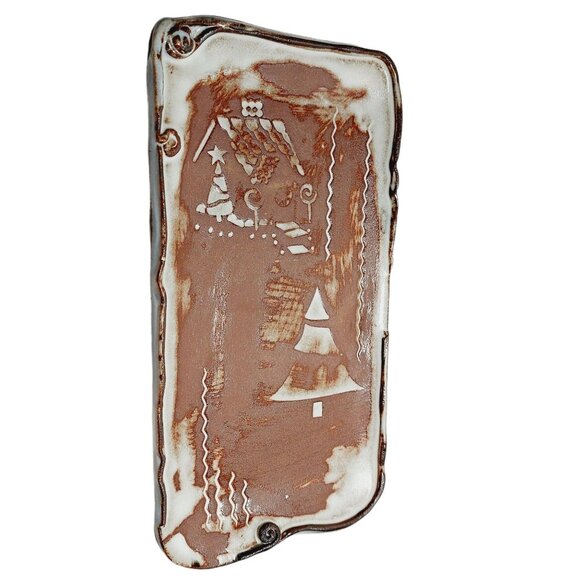 Vintage Studio Art Ceramic Tray W/ Christmas Tree and Gingerbread House - Picture 1 of 6